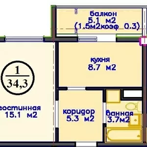 продам квартиру в строящемся доме 1 комн